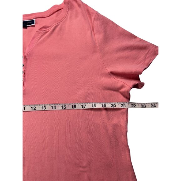 Karen Scott T-Shirt Women's Size XXL Pink Henley Top - Picture 8 of 8